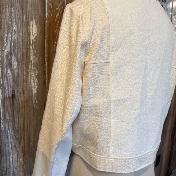 NWT CHICO’S Moto Jacket Size 2 (US 12) MSRP $149 Winter Wheat Cream with Pockets - Picture 5 of 16